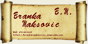 Branka Maksović vizit kartica